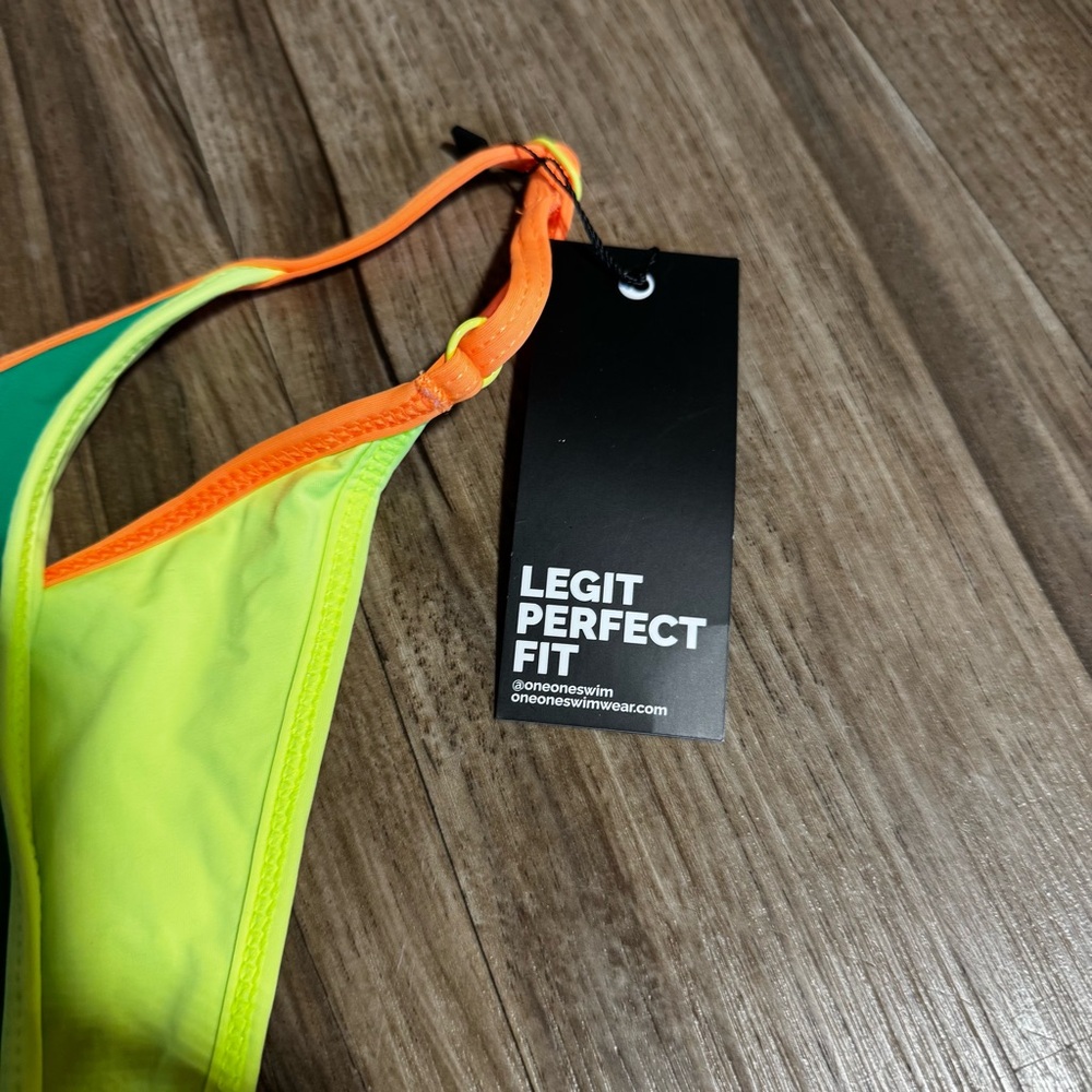 NWT Oneone swimwear  bikini bottoms colorful high cut color block size small - Picture 2 of 4